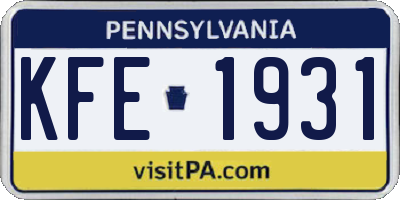 PA license plate KFE1931