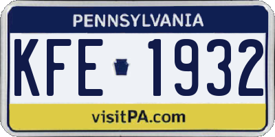 PA license plate KFE1932