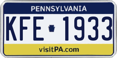 PA license plate KFE1933