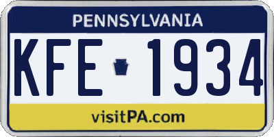 PA license plate KFE1934