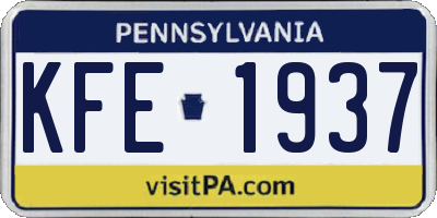 PA license plate KFE1937