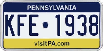PA license plate KFE1938