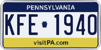 PA license plate KFE1940