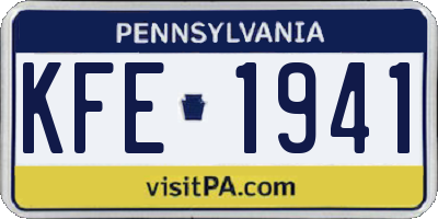PA license plate KFE1941