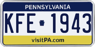 PA license plate KFE1943
