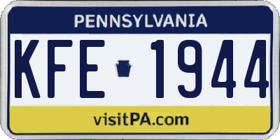 PA license plate KFE1944