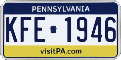 PA license plate KFE1946