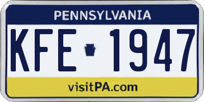 PA license plate KFE1947