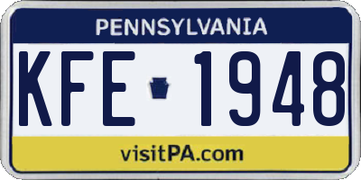 PA license plate KFE1948