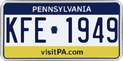 PA license plate KFE1949