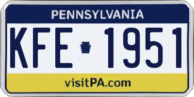 PA license plate KFE1951