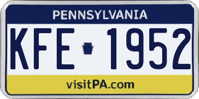 PA license plate KFE1952