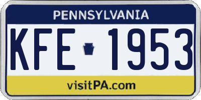 PA license plate KFE1953