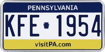 PA license plate KFE1954