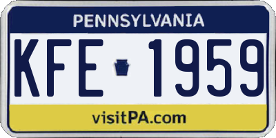 PA license plate KFE1959