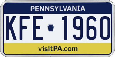 PA license plate KFE1960