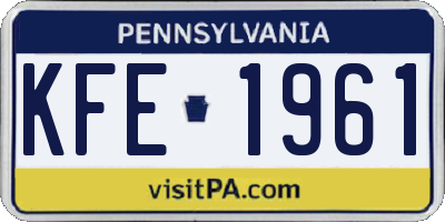 PA license plate KFE1961
