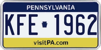 PA license plate KFE1962