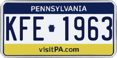 PA license plate KFE1963