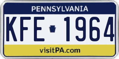 PA license plate KFE1964
