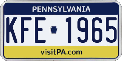 PA license plate KFE1965