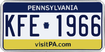 PA license plate KFE1966