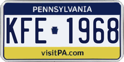 PA license plate KFE1968