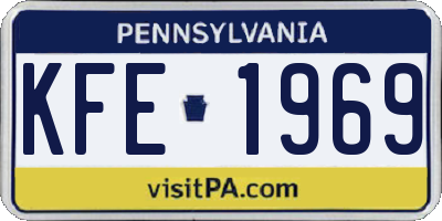 PA license plate KFE1969