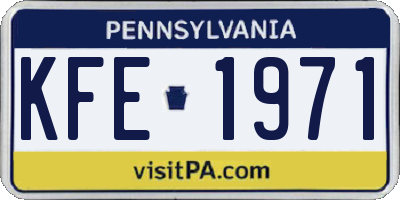 PA license plate KFE1971