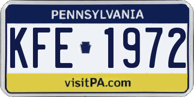 PA license plate KFE1972