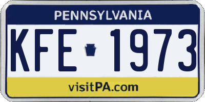 PA license plate KFE1973