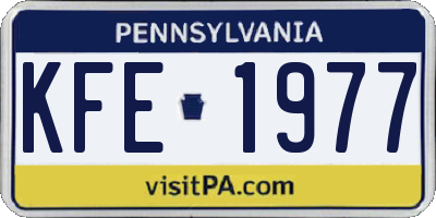 PA license plate KFE1977