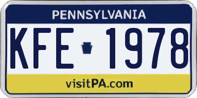 PA license plate KFE1978
