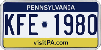 PA license plate KFE1980