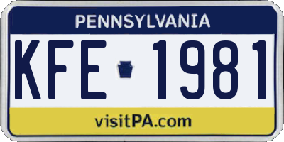PA license plate KFE1981