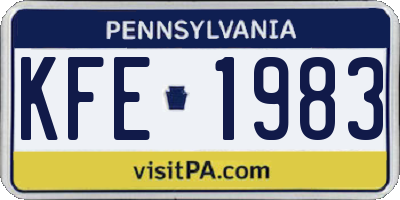 PA license plate KFE1983