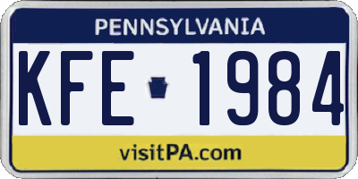 PA license plate KFE1984
