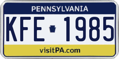 PA license plate KFE1985