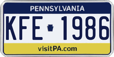 PA license plate KFE1986