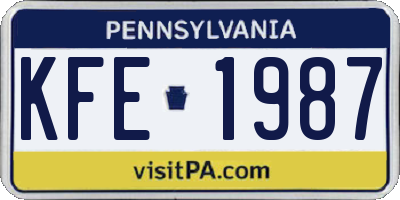 PA license plate KFE1987