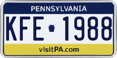 PA license plate KFE1988