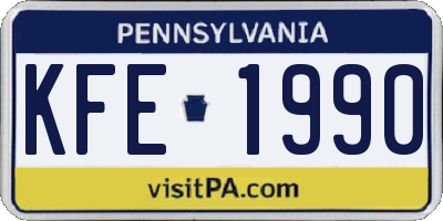 PA license plate KFE1990