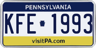 PA license plate KFE1993