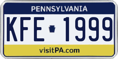 PA license plate KFE1999