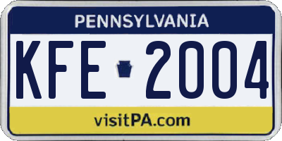 PA license plate KFE2004