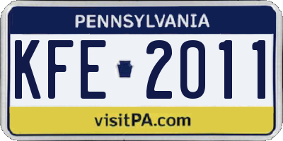 PA license plate KFE2011