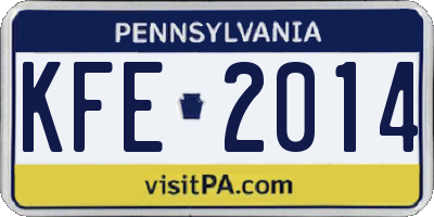 PA license plate KFE2014