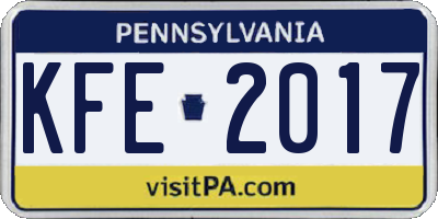 PA license plate KFE2017