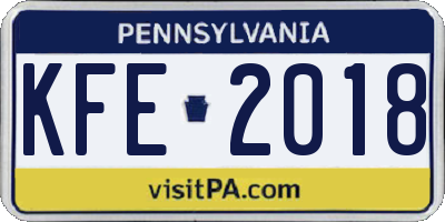PA license plate KFE2018