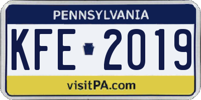 PA license plate KFE2019